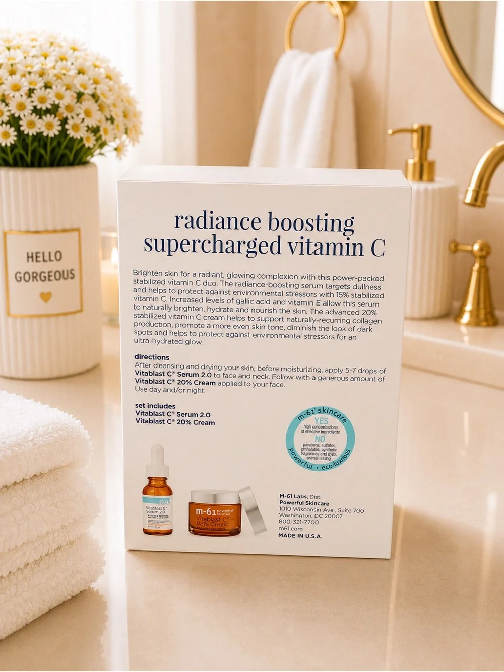 M-61 Superglow! Set — Radiance Boosting Vitamin C Serum & Cream (White/Orange)
